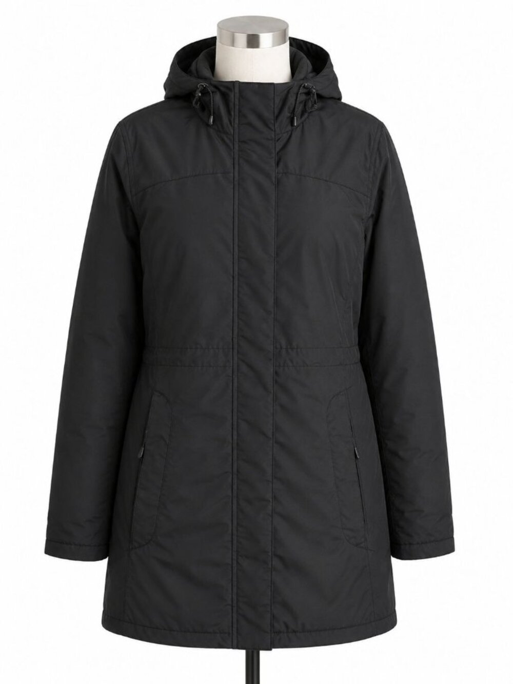 LL Bean Winter Warmer Coat 1X Black Fleece Lined Hooded Jacket